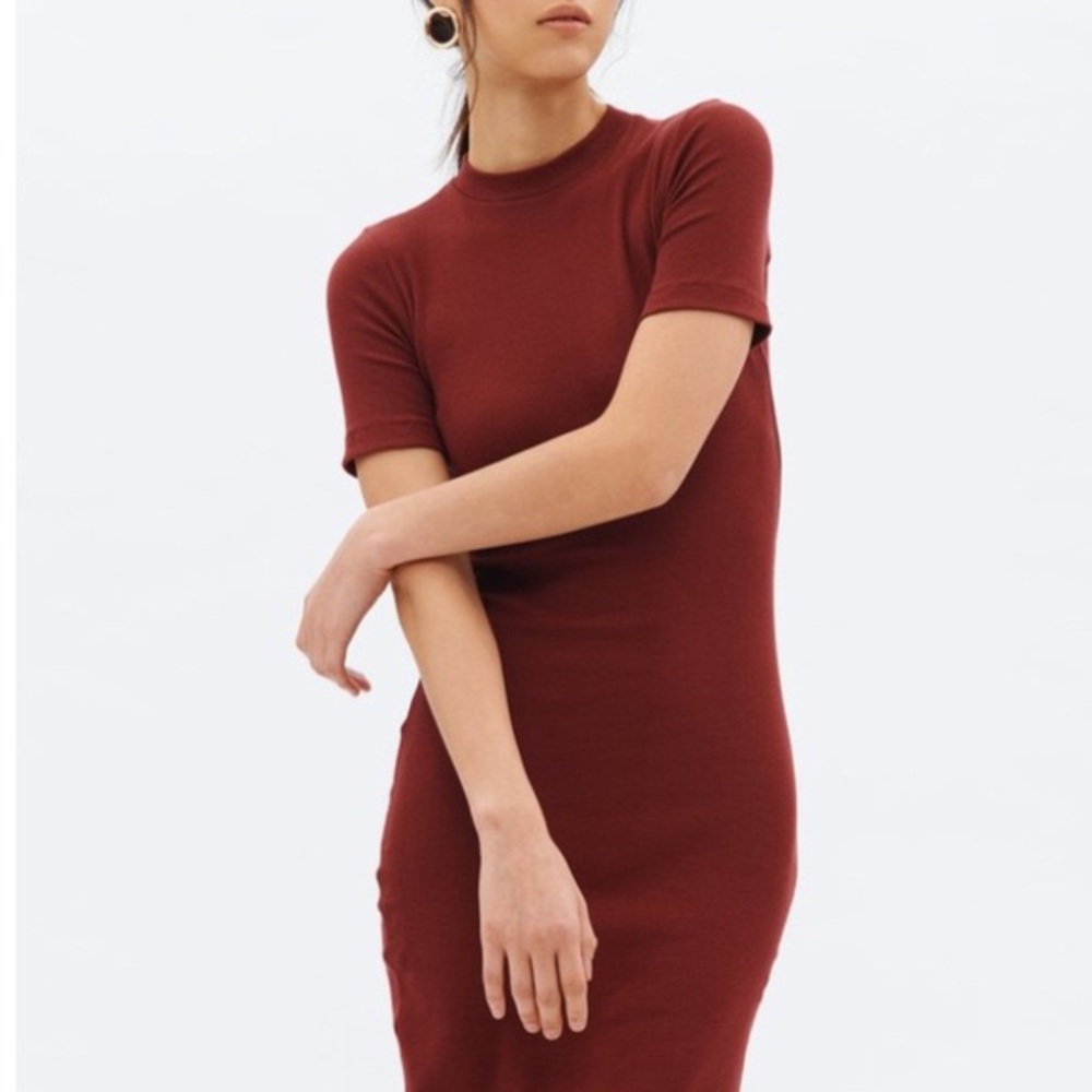 KOTN Ribbed Midi Dress In Pomegranate